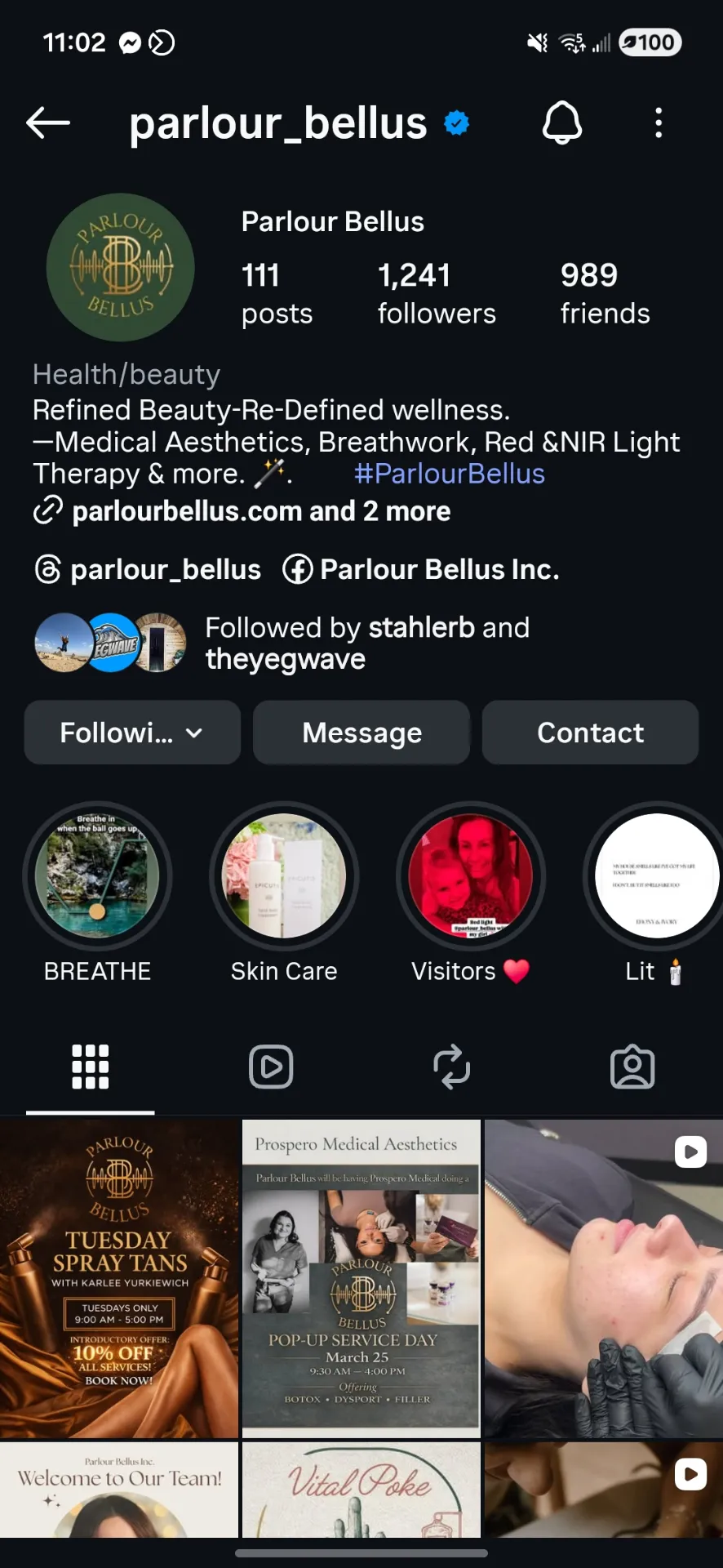 Parlour Bellus Instagram profile